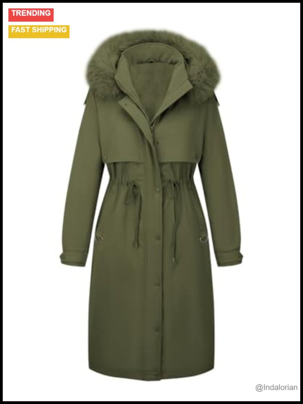 Women's Long Insulated Parka Faux Fur Hood Winter Coat